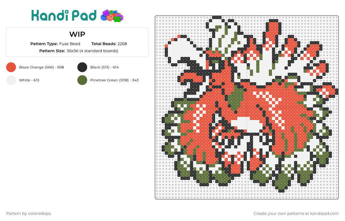 Gen 2 Ho-Oh - Fuse Bead Pattern by colonelbips on Kandi Pad - ho oh,pokemon,legendary,fiery,gaming,red,green