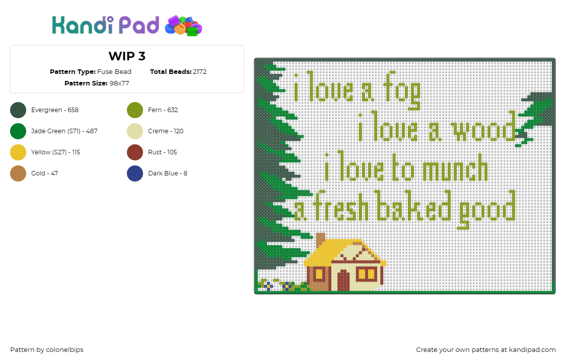WIP 3 - Fuse Bead Pattern by colonelbips on Kandi Pad - house, sign