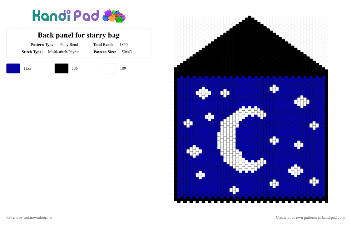 Back panel for starry bag - Pony Bead Pattern by unknowndoormat on Kandi Pad - purple