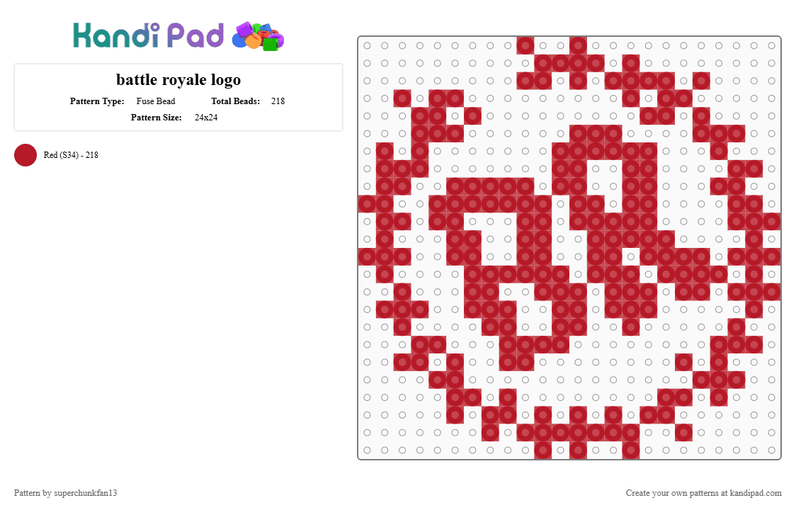 battle royale logo - Fuse Bead Pattern by superchunkfan13 on Kandi Pad - red,movie,movies,battle royale