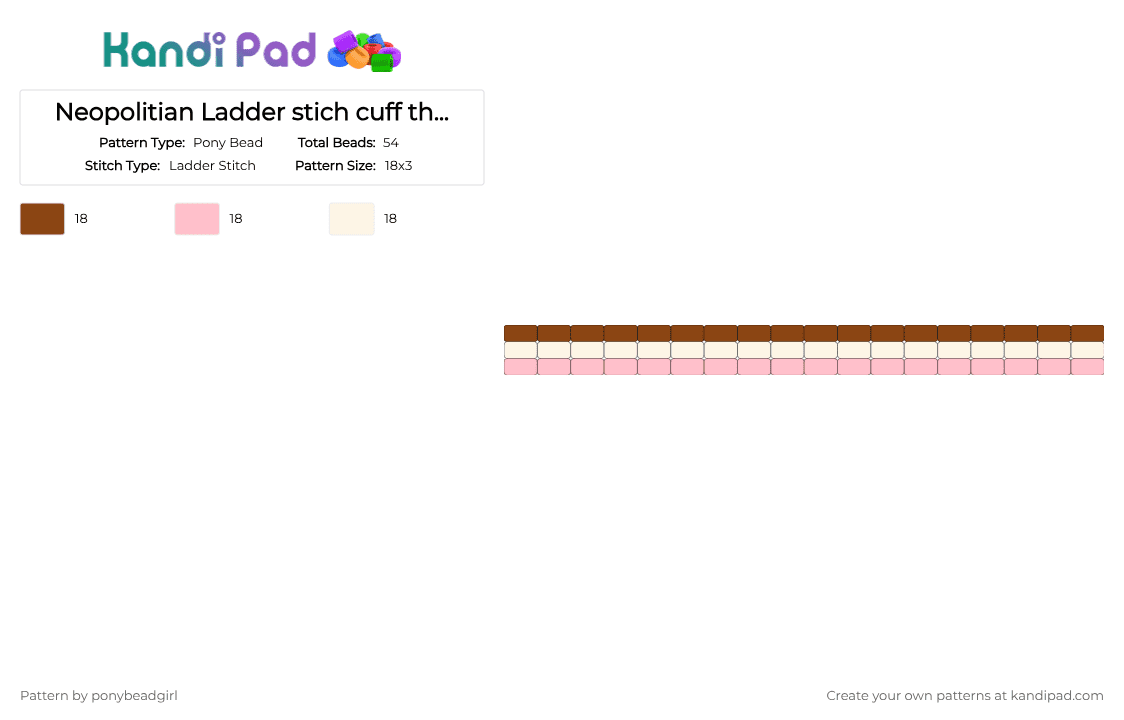 Neopolitian Ladder stich cuff thingy - Pony Bead Pattern by ponybeadgirl on Kandi Pad - red,pink