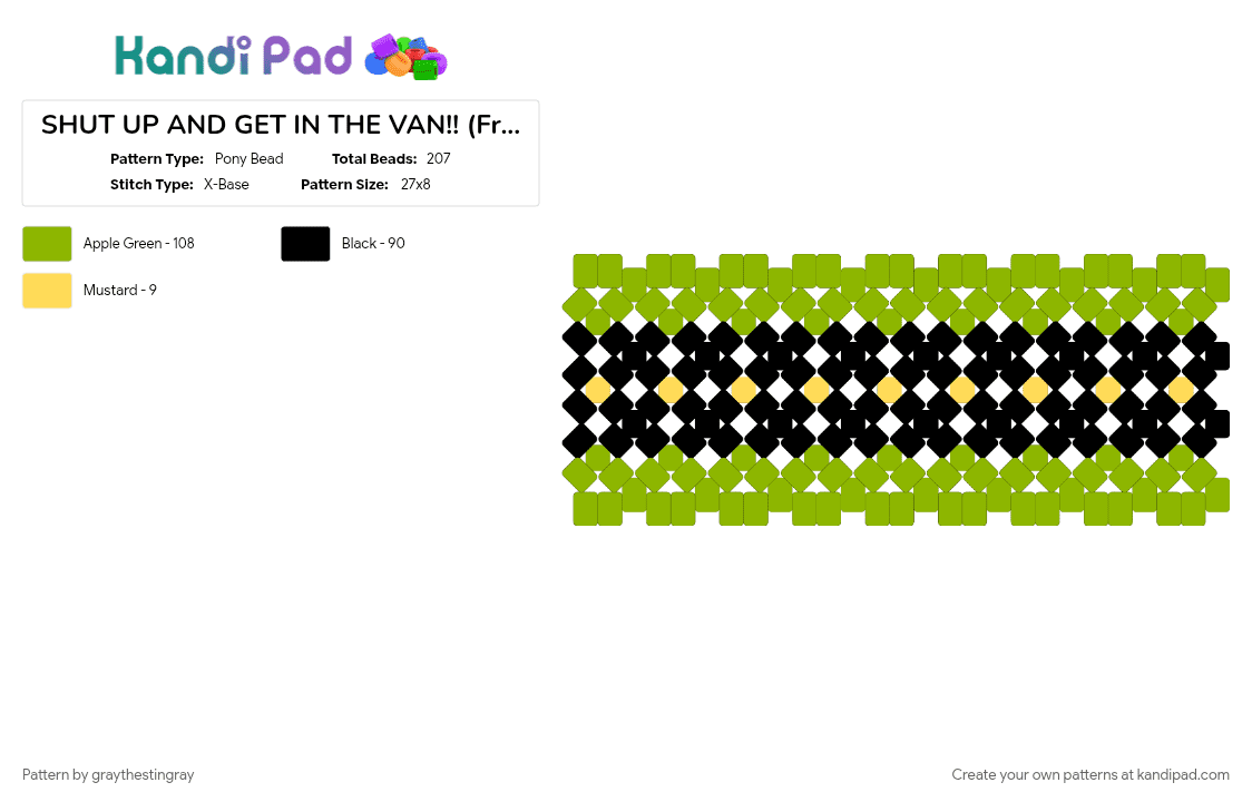 SHUT UP AND GET IN THE VAN!! (FreeSmart Rotator Pt. 1) - Pony Bead Pattern by graythestingray on Kandi Pad - bfdia, bfdiruby, book bfdi, bubble, freesmart, green, ice cube, match bfdi, pencil bfdi
