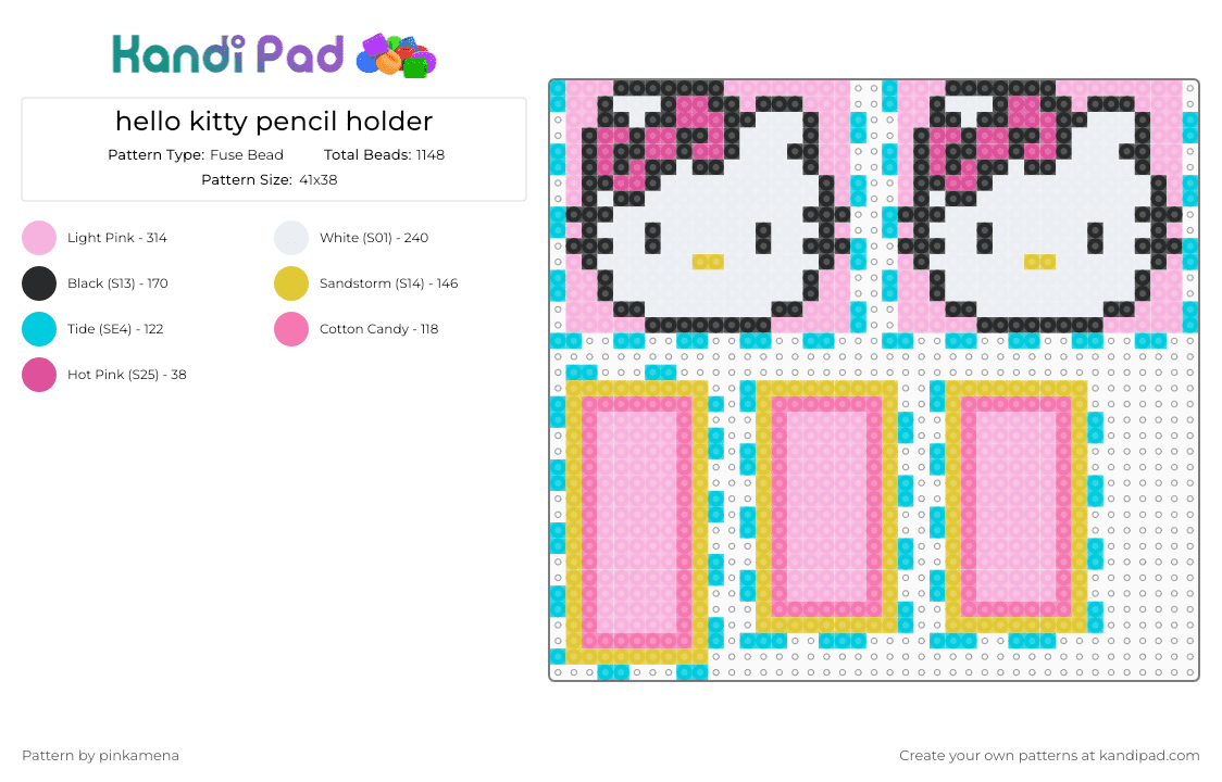 hello kitty pencil holder - Fuse Bead Pattern by pinkamena on Kandi Pad - pink,sanrio,3d,box,cute,kawaii