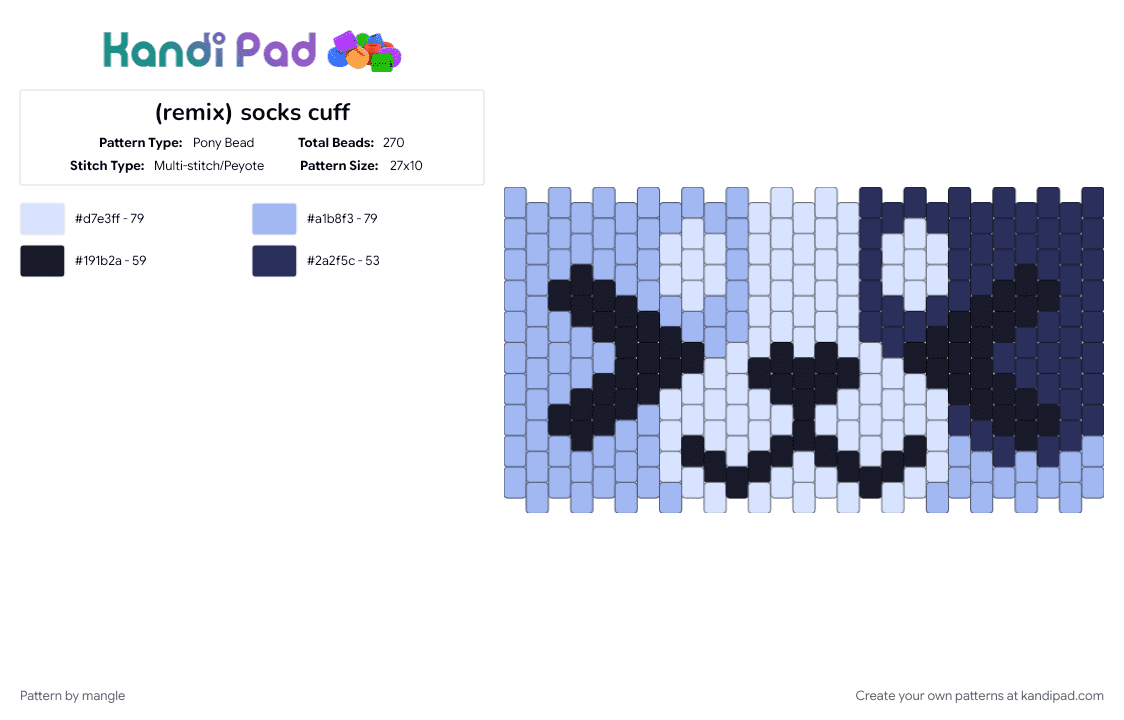 socks cuff - Pony Bead Pattern by mangle on Kandi Pad - animal animals, cartoon character, cute kawaii, light blue, puppy dog, purple