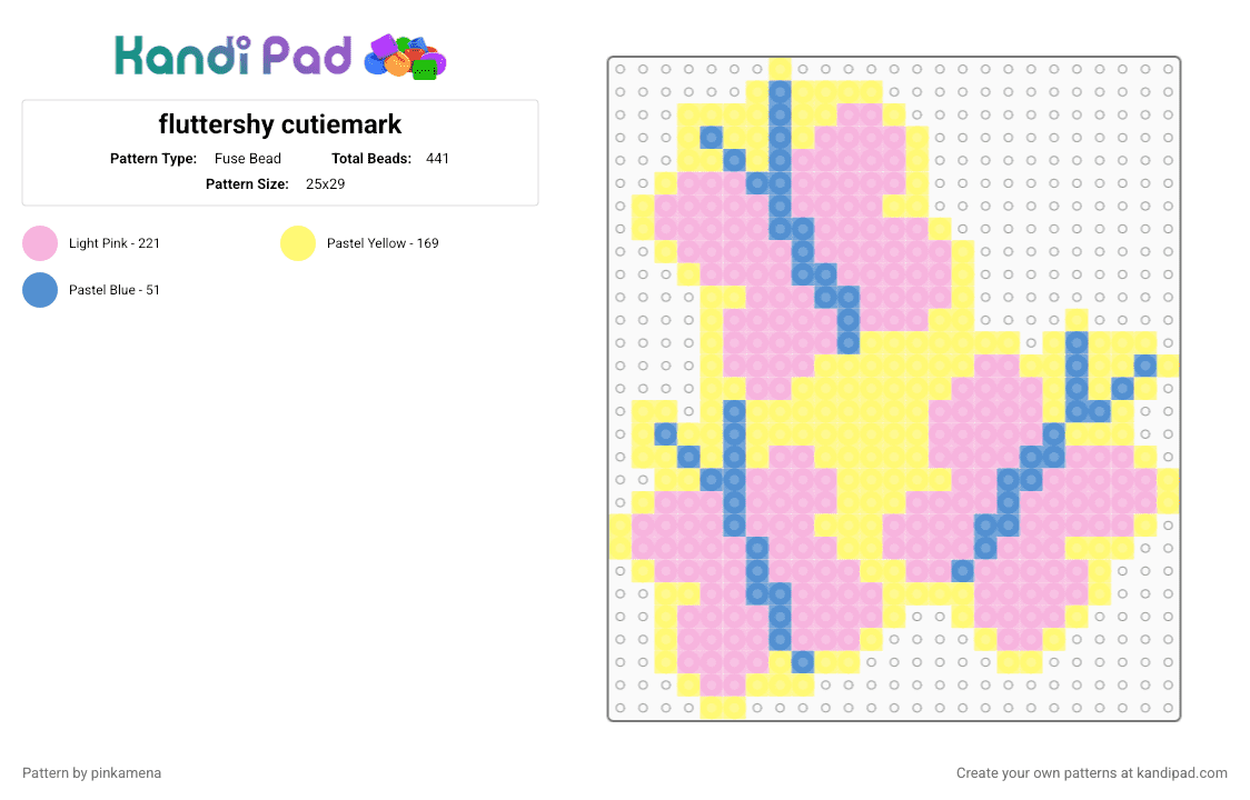 fluttershy cutiemark - Fuse Bead Pattern by pinkamena on Kandi Pad - yellow,pink,flutter shy,mlp,my little pony,keychain