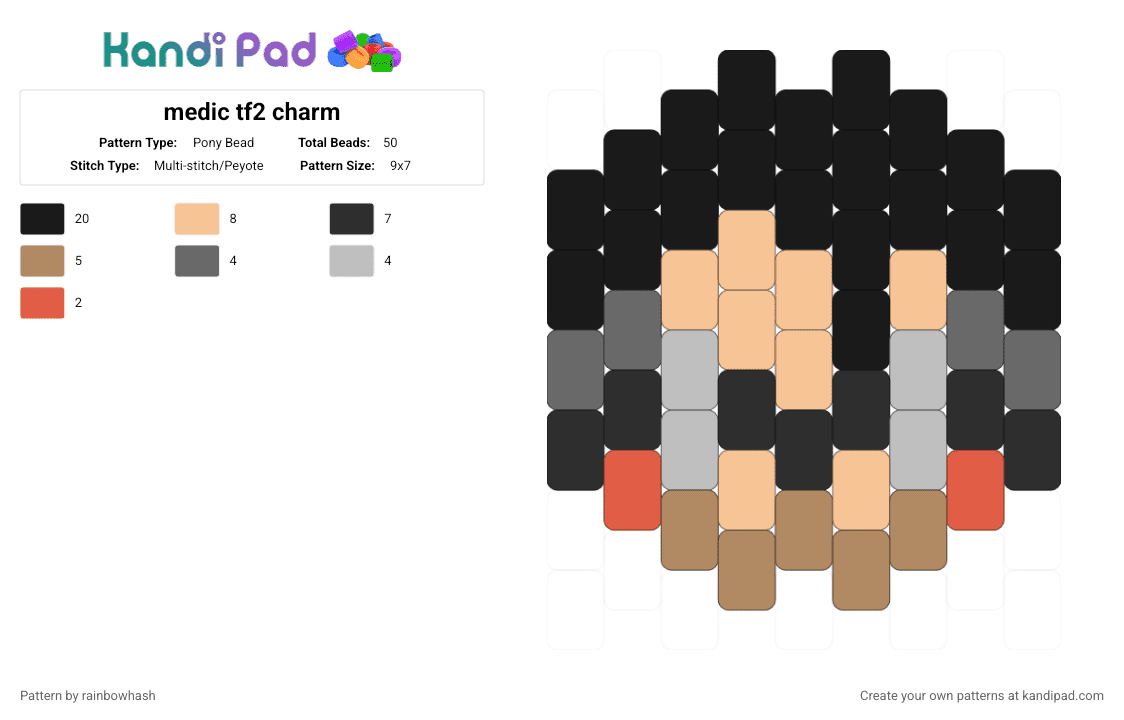 medic tf2 charm - Pony Bead Pattern by rainbowhash on Kandi Pad - beige, black, shooter, team fortress 2, valve, video game
