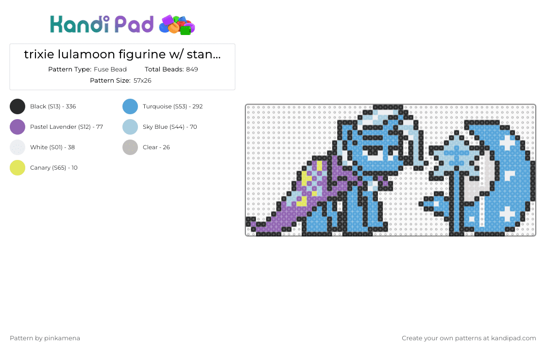 trixie lulamoon standee ver.2 - Fuse Bead Pattern by pinkamena on Kandi Pad - light blue,my little pony,mlp,animal,animals,cartoon,3d,figure,figurine