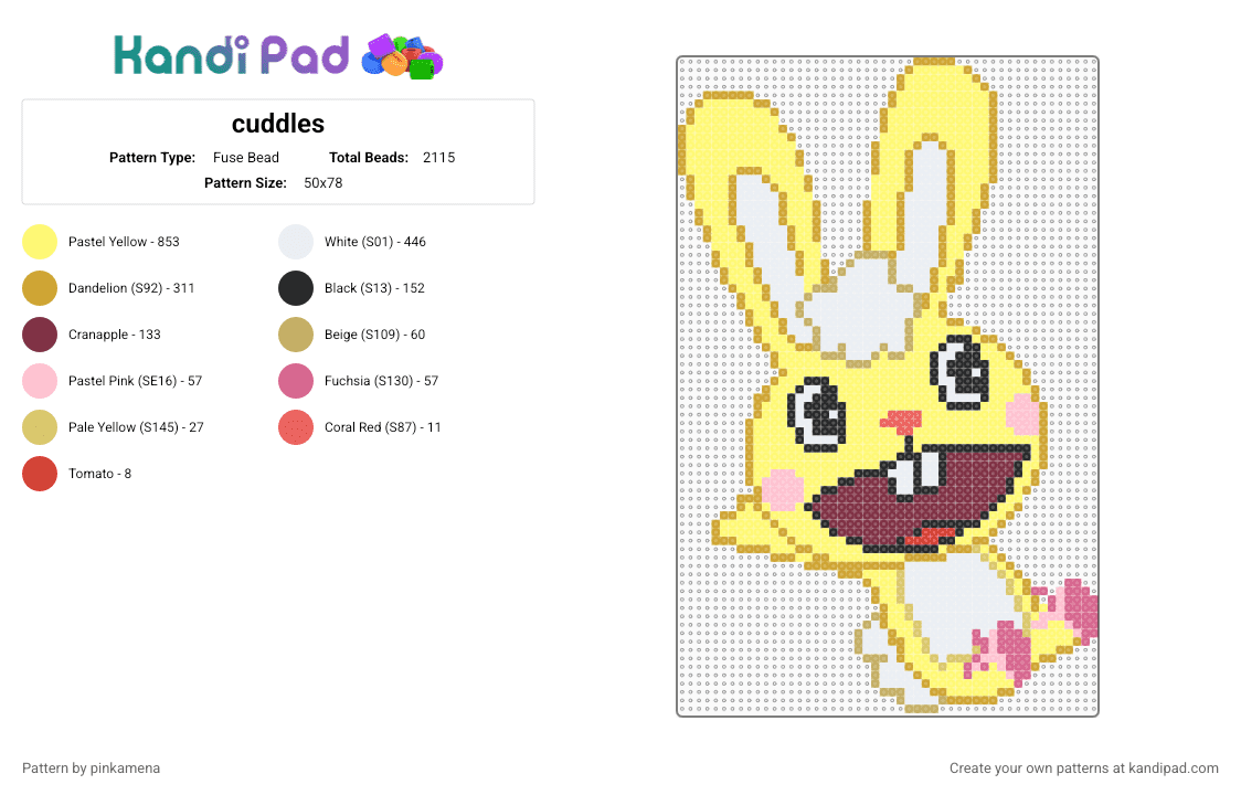 cuddles - Fuse Bead Pattern by pinkamena on Kandi Pad - orange,yellow,htf,happy tree friends,cute,cartoon,bunny,rabbit,animal