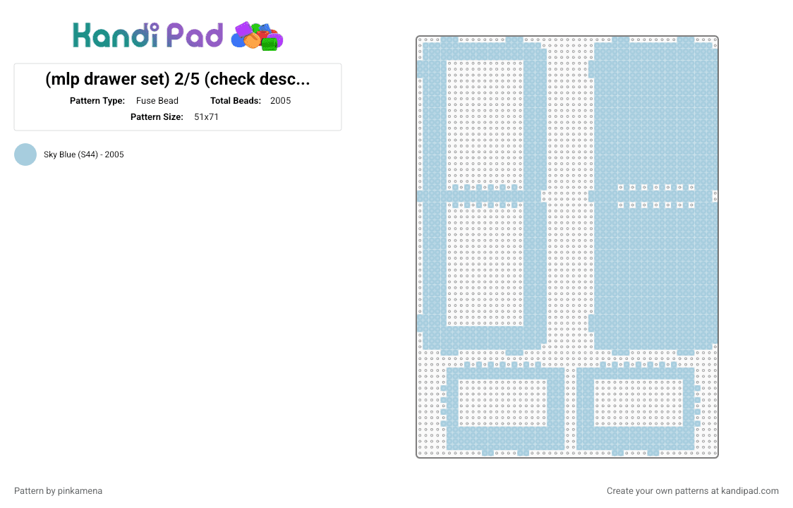 (mlp drawer set) 2/5 (check desc for assembly) - Fuse Bead Pattern by rainbowhash on Kandi Pad - light blue,my little pony,cute,kawaii,decor,decoration,3d,chest