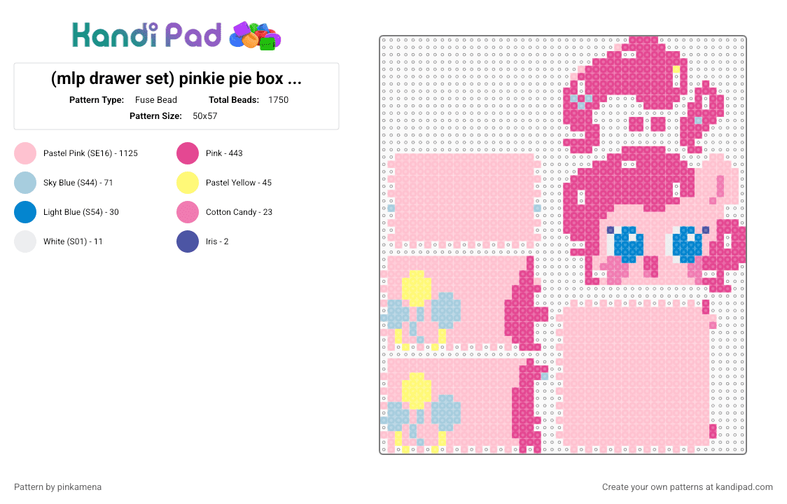 (mlp drawer set) pinkie pie box (check desc for assembly) - Fuse Bead Pattern by mangle on Kandi Pad - 3d, chest, cute, decor, decoration, kawaii, my little pony, pink