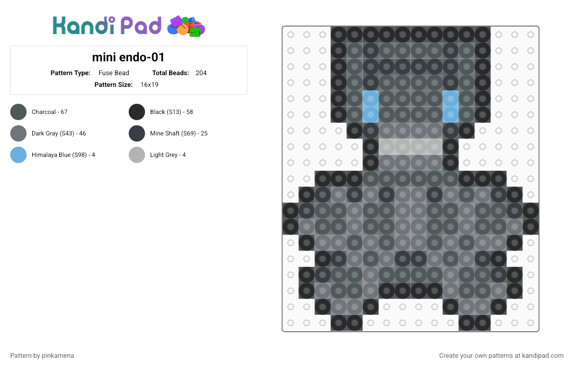 mini endo-01 - Fuse Bead Pattern by pinkamena on Kandi Pad - pink,gray,small,tiny,charm,keychain,fnaf,five nights at freddys,video game,easy