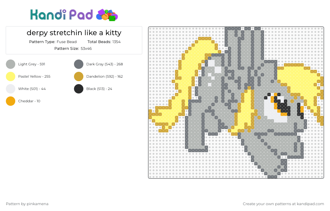 derpy stretchin like a kitty - Fuse Bead Pattern by pinkamena on Kandi Pad - beige,mlp,cute,my little pony,horse,pegasus,animal,animals,cartoon