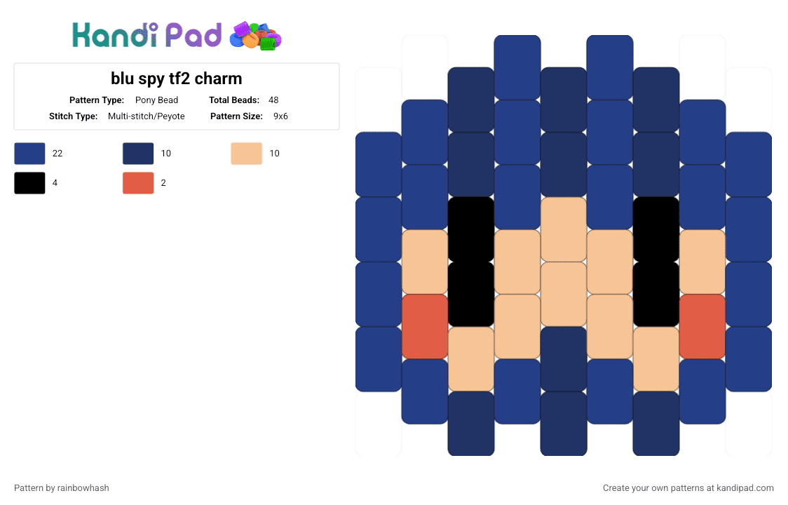 blu spy tf2 charm - Pony Bead Pattern by rainbowhash on Kandi Pad - blue, shooter, team fortress 2, valve, video game