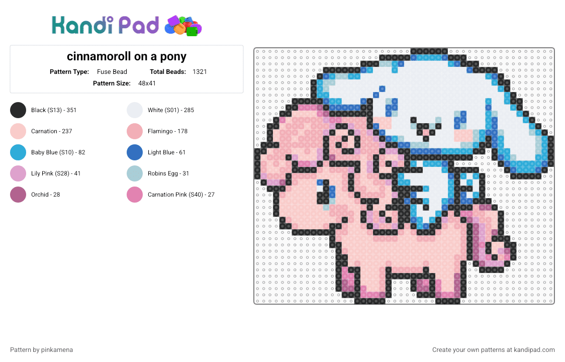 cinnamoroll on a pony - Fuse Bead Pattern by pinkamena on Kandi Pad - beige,sanrio,hello kitty,cute,kawaii,puppy dog,horse,animal,animals