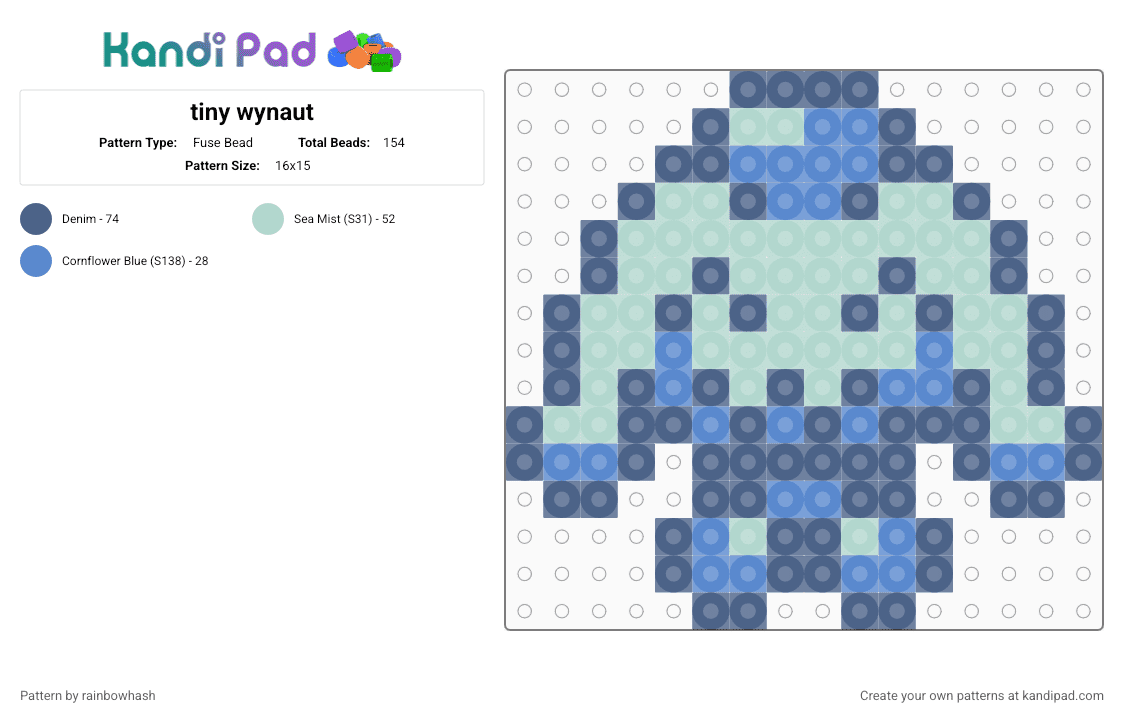 tiny wynaut - Fuse Bead Pattern by rainbowhash on Kandi Pad - blue, charm, cute, kawaii, light blue, nintendo, pokmon, small, video game