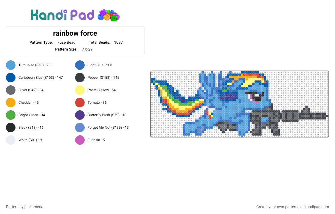 rainbow force - Fuse Bead Pattern by pinkamena on Kandi Pad - blue,light blue,mlp,my little pony,rainbow dash,gun,rifle,shotgun