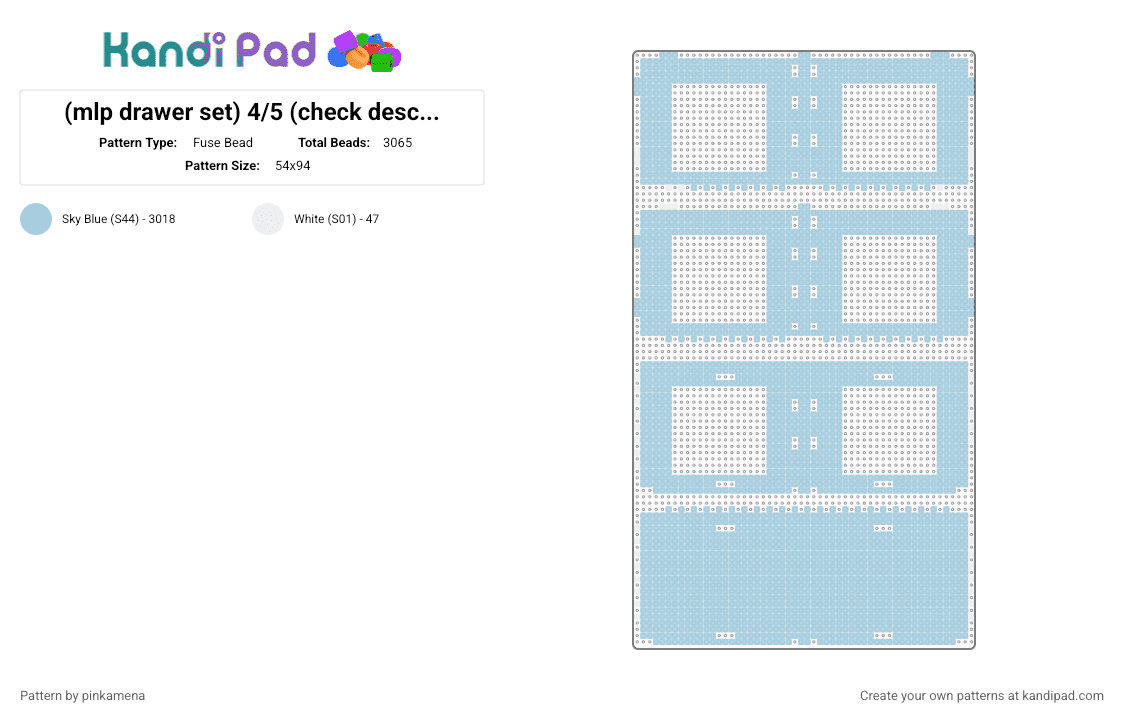 (mlp drawer set) 4/5 (check desc for assembly) - Fuse Bead Pattern by rainbowhash on Kandi Pad - light blue,my little pony,cute,kawaii,decor,decoration,3d,chest