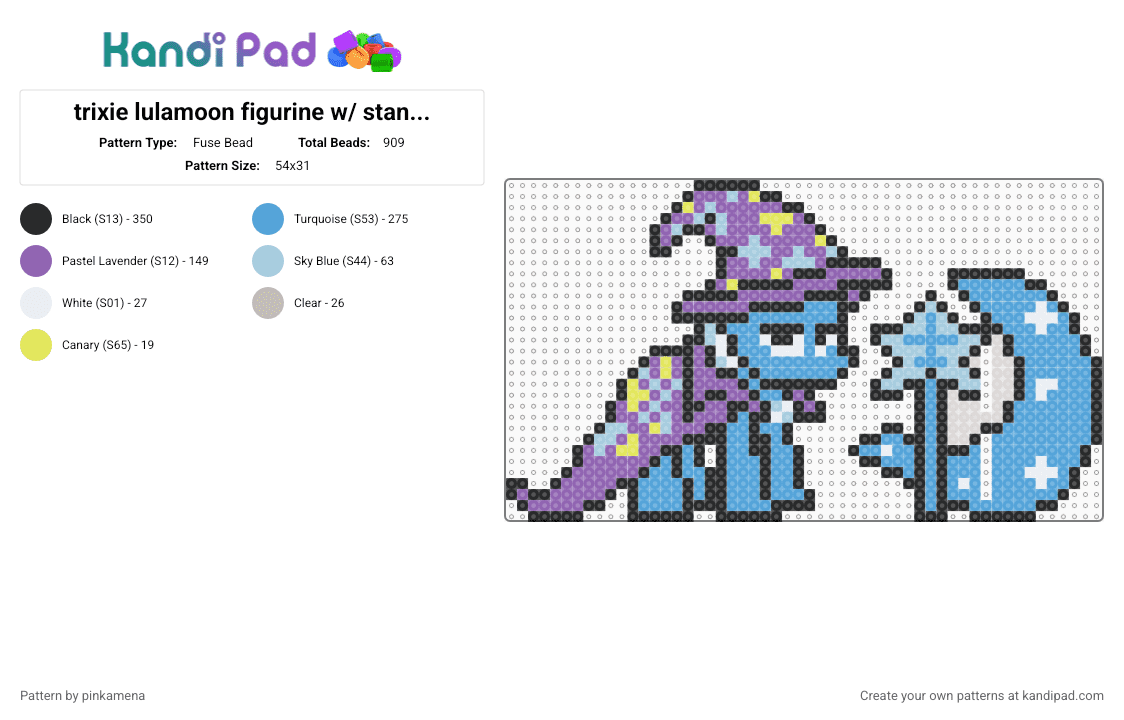 trixie lulamoon standee ver.1 - Fuse Bead Pattern by pinkamena on Kandi Pad - light blue,pink,my little pony,mlp,animal,animals,cartoon,3d,figure,figurine