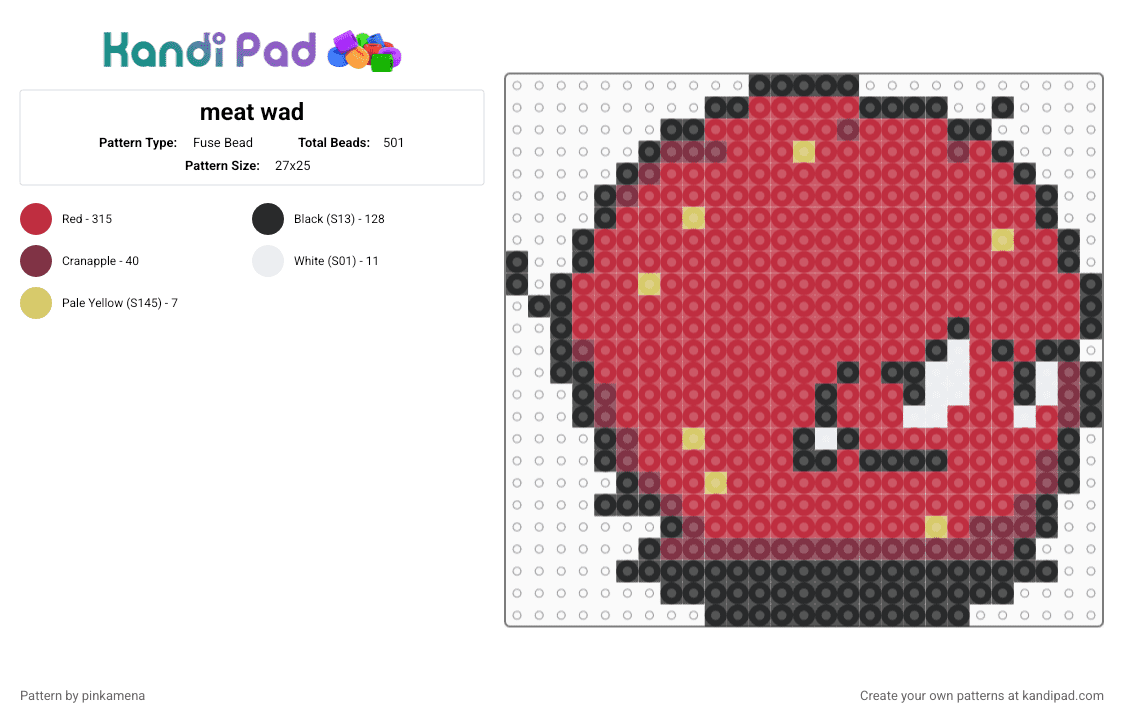 meat wad - Fuse Bead Pattern by pinkamena on Kandi Pad - red,athf,aqua teen hunger force,adult swim,meatwad