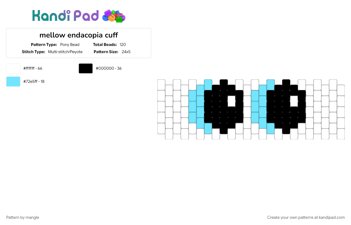 mellow endacopia cuff - Pony Bead Pattern by mangle on Kandi Pad - games, video game, white