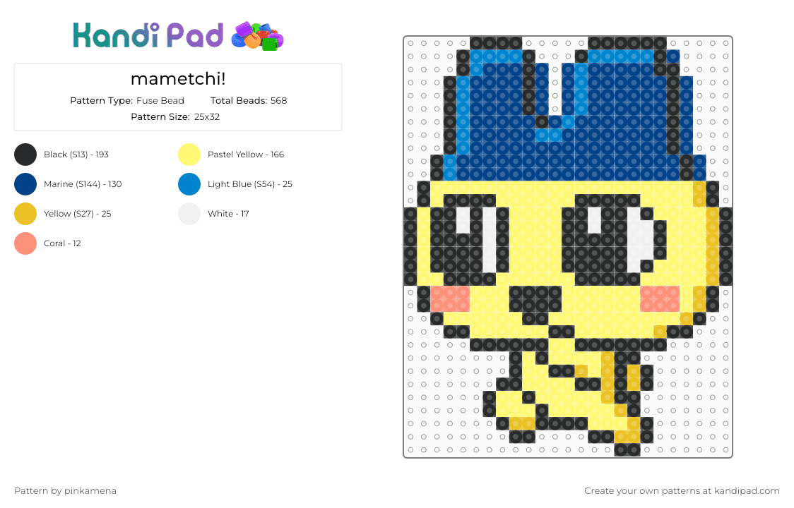 mametchi! - Fuse Bead Pattern by pinkamena on Kandi Pad - blue,yellow,tamagotchi,video game,cartoon,cute,kawaii,small,animal,animals