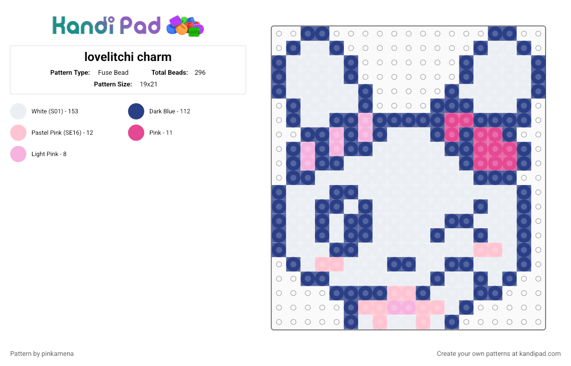 lovelitchi charm - Fuse Bead Pattern by pinkamena on Kandi Pad - blue,tamagotchi,video game,cute,kawaii,keychain,animal,animals,small