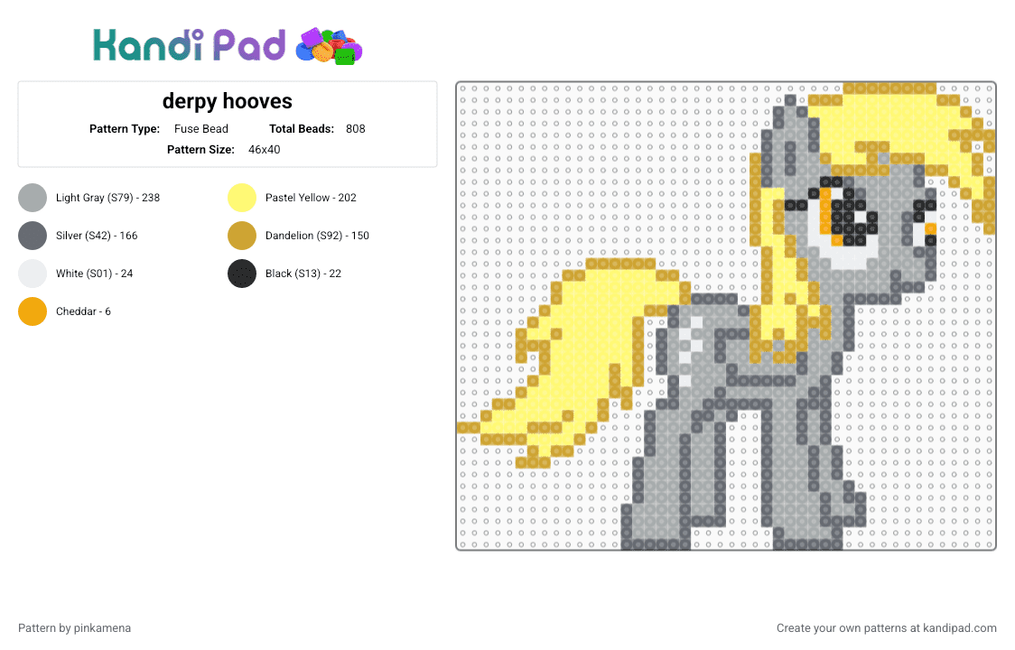 derpy hooves - Fuse Bead Pattern by pinkamena on Kandi Pad - gray,mlp,my little pony