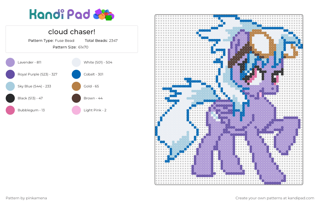 cloud chaser! - Fuse Bead Pattern by pinkamena on Kandi Pad - purple,pink,blue,mlp,my little pony,cloudchaser