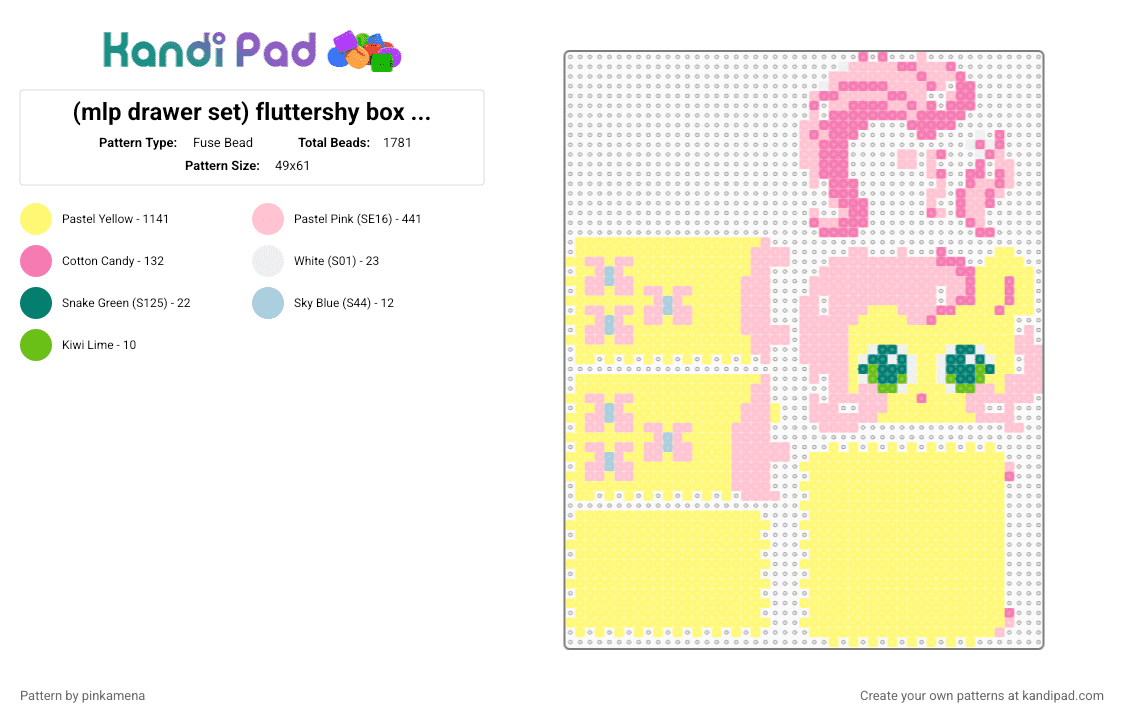 (mlp drawer set) fluttershy box (check desc for assembly) - Fuse Bead Pattern by pinkamena on Kandi Pad - pink,yellow,my little pony,chest,3d,cute,kawaii,decor,decoration,flutter shy
