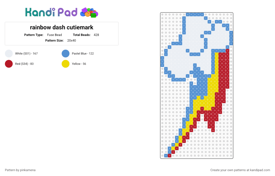 rainbow dash cutiemark - Fuse Bead Pattern by pinkamena on Kandi Pad - light blue,mlp,my little pony,keychain