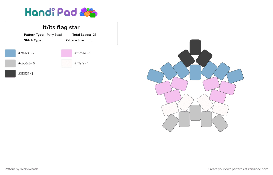 it/its flag star - Pony Bead Pattern by mangle on Kandi Pad - it its, lgbt, lgbtq, lgbtqia, light blue, pink, pride, trans gender, transgender