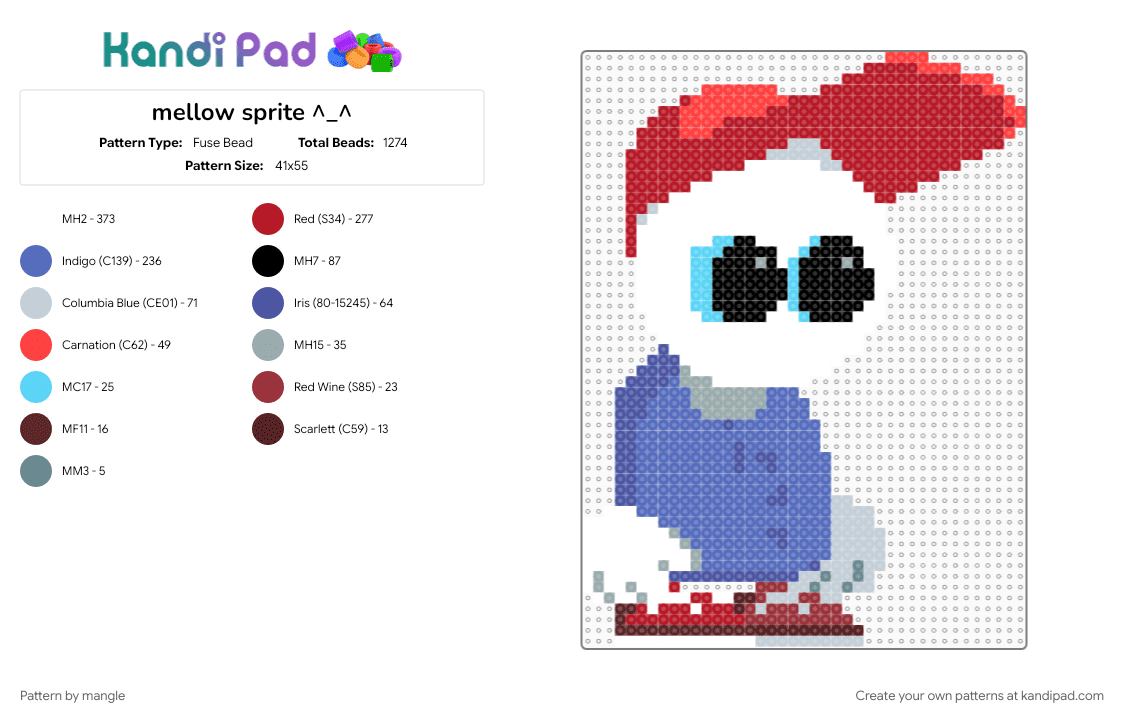 mellow sprite - Fuse Bead Pattern by mangle on Kandi Pad - blue, endacopia, games, red, video game