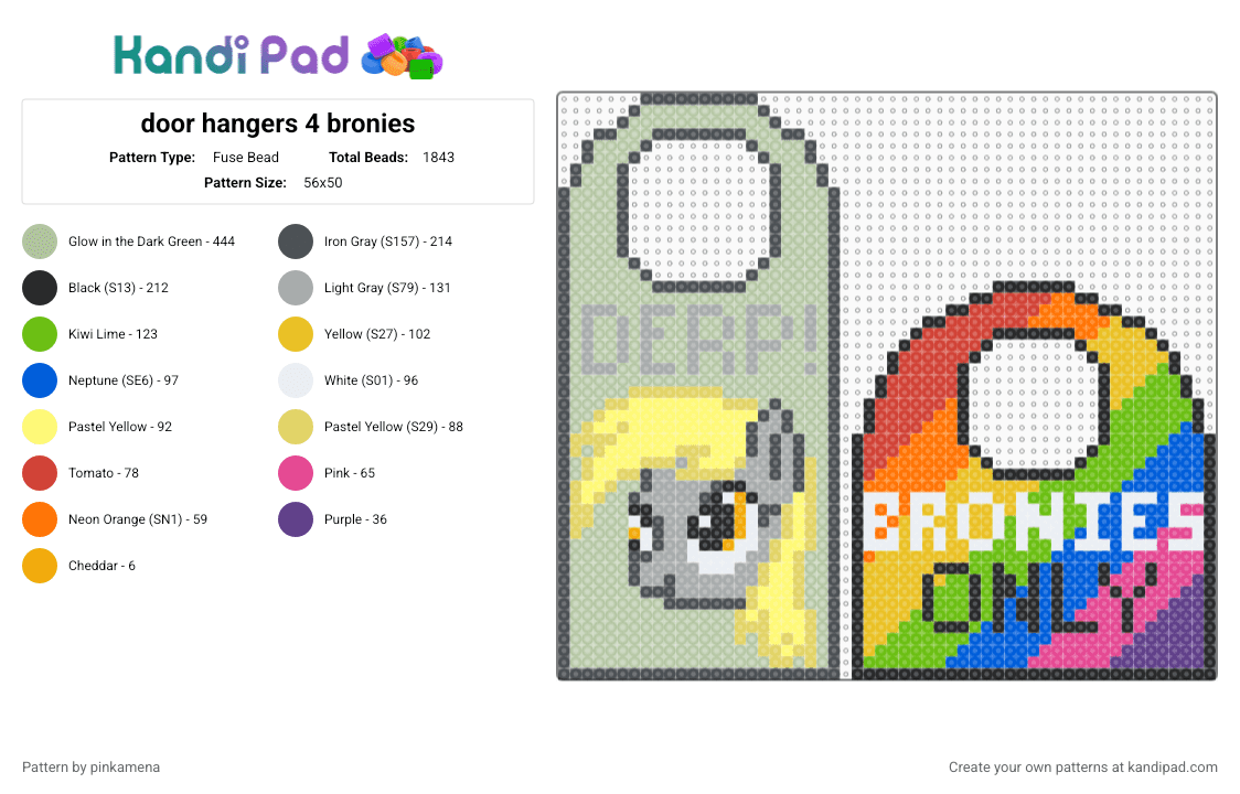 door hangers 4 bronies - Fuse Bead Pattern by pinkamena on Kandi Pad - purple,beige,yellow,mlp,my little pony,derpy hooves,brony,cartoon,horse
