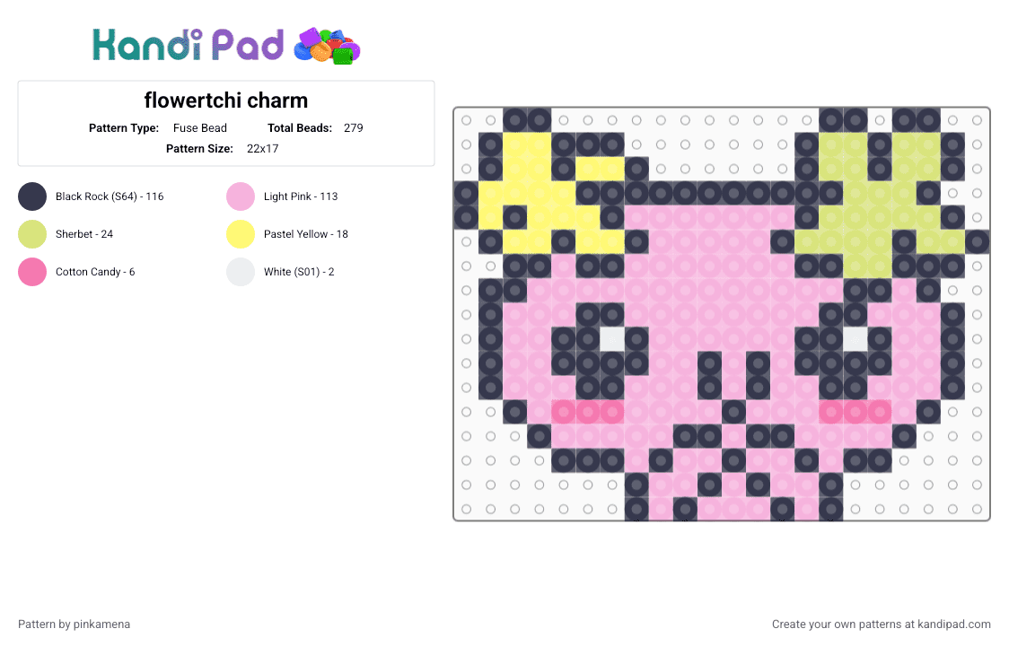 flowertchi charm - Fuse Bead Pattern by pinkamena on Kandi Pad - purple,pink,cute,kawaii,small,video game,keychain,flowers,flower,tamagotchi