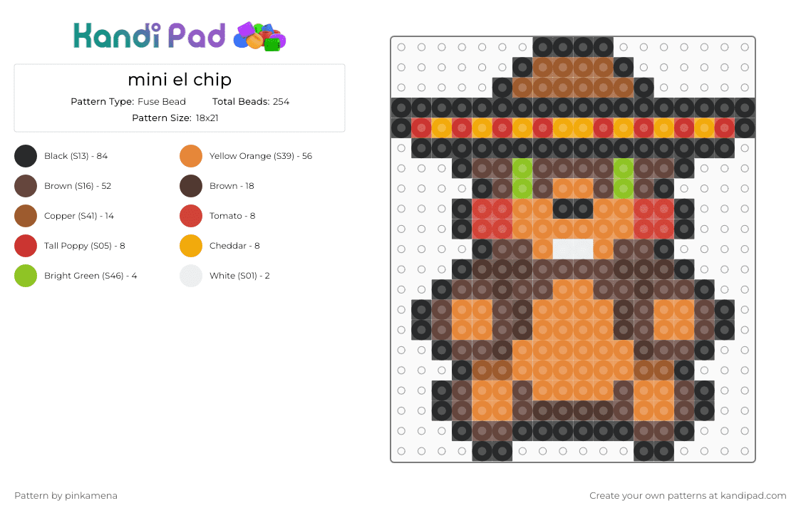 mini el chip - Fuse Bead Pattern by rainbowhash on Kandi Pad - brown, charm, easy, five nights at freddys, fnaf, keychain, orange, small, tiny, video game