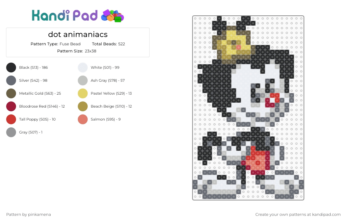 dot animaniacs - Fuse Bead Pattern by mangle on Kandi Pad - 90s, animal, animation, cartoon, cute, warner bros