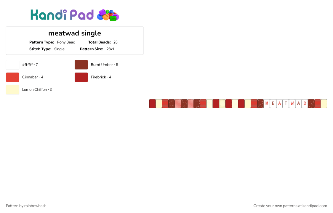 meatwad single - Pony Bead Pattern by mangle on Kandi Pad - adult swim, animated, animation, aqua teen hunger force, athf, cartoon, red, tv show, yellow