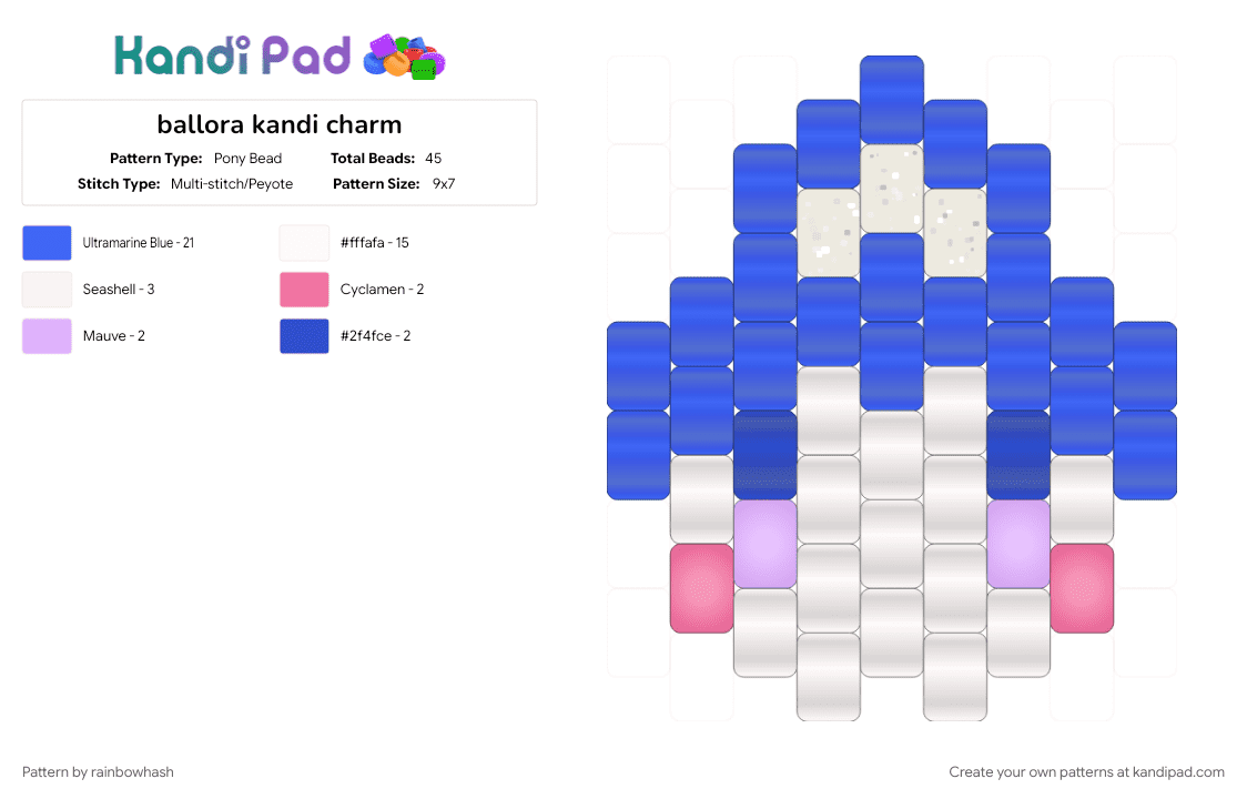 ballora kandi charm - Pony Bead Pattern by mangle on Kandi Pad - blue, charms, cute, five nights at freddys, fnaf, kawaii, sister location, video game