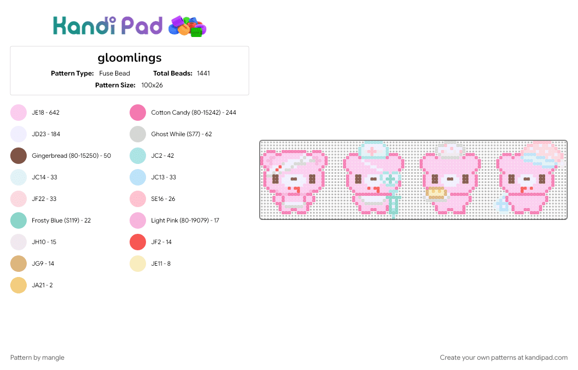 gloomlings - Fuse Bead Pattern by mangle on Kandi Pad - animals, cute kawaii animal, gloomy bear scenemo, keychain charm accessory, nurse doctor, pink, scene emo easy, small mini