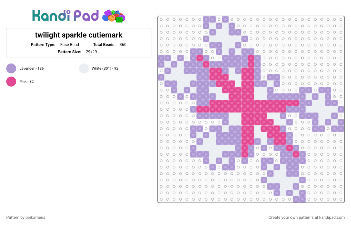 twilight sparkle cutiemark - Fuse Bead Pattern by pinkamena on Kandi Pad - pink,mlp,my little pony,keychain