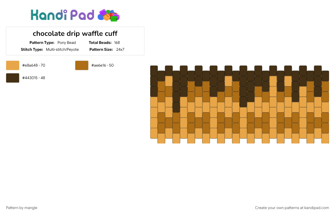 chocolate drip waffle cuff - Pony Bead Pattern by mangle on Kandi Pad - 2000s, early internet, food, orange, scene emo, scenemo, tac nayn