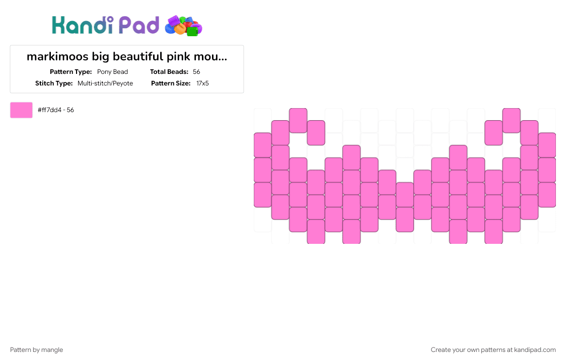 markimoos big beautiful pink moustache - Pony Bead Pattern by mangle on Kandi Pad - king of five nights at freddy, king of fnaf, markiplier, pink, wilford warfstache, youtube