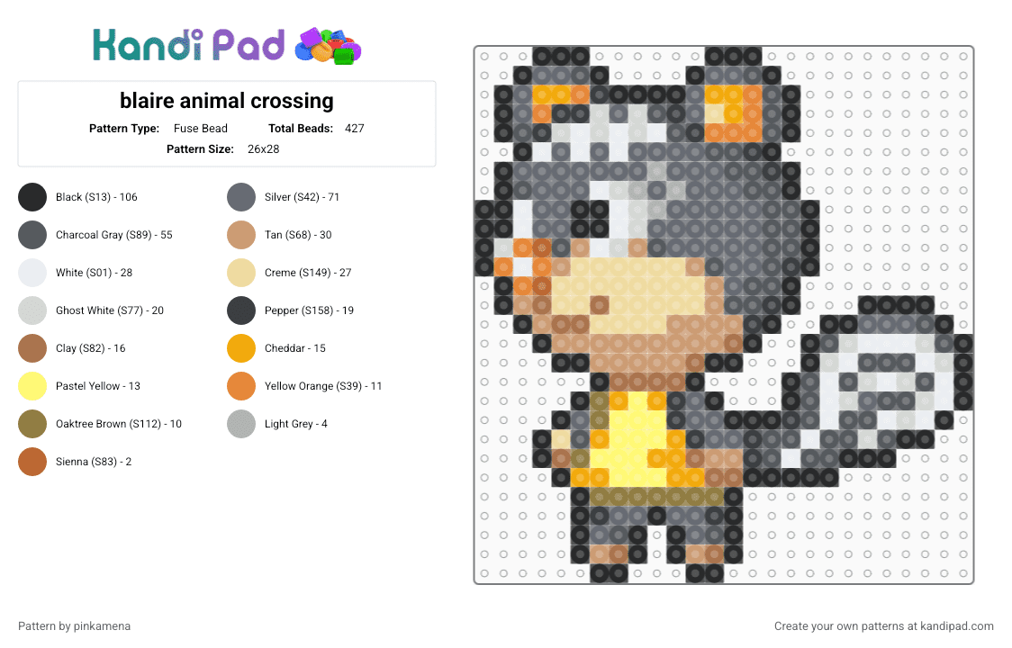 blaire animal crossing - Fuse Bead Pattern by pinkamena on Kandi Pad - beige,gray,acnh,acnl,animal,video game,cute,nintendo,squirrel,sprite