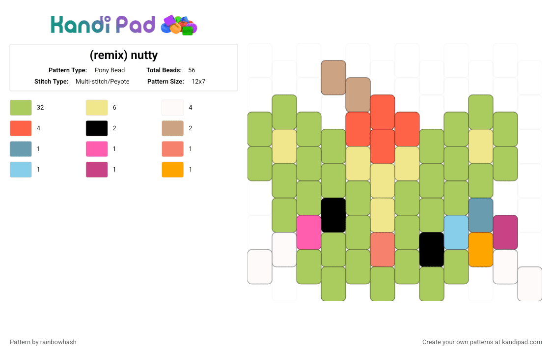 nutty - Pony Bead Pattern by mangle on Kandi Pad - animal, cute, green, happy tree friends, htf, kawaii