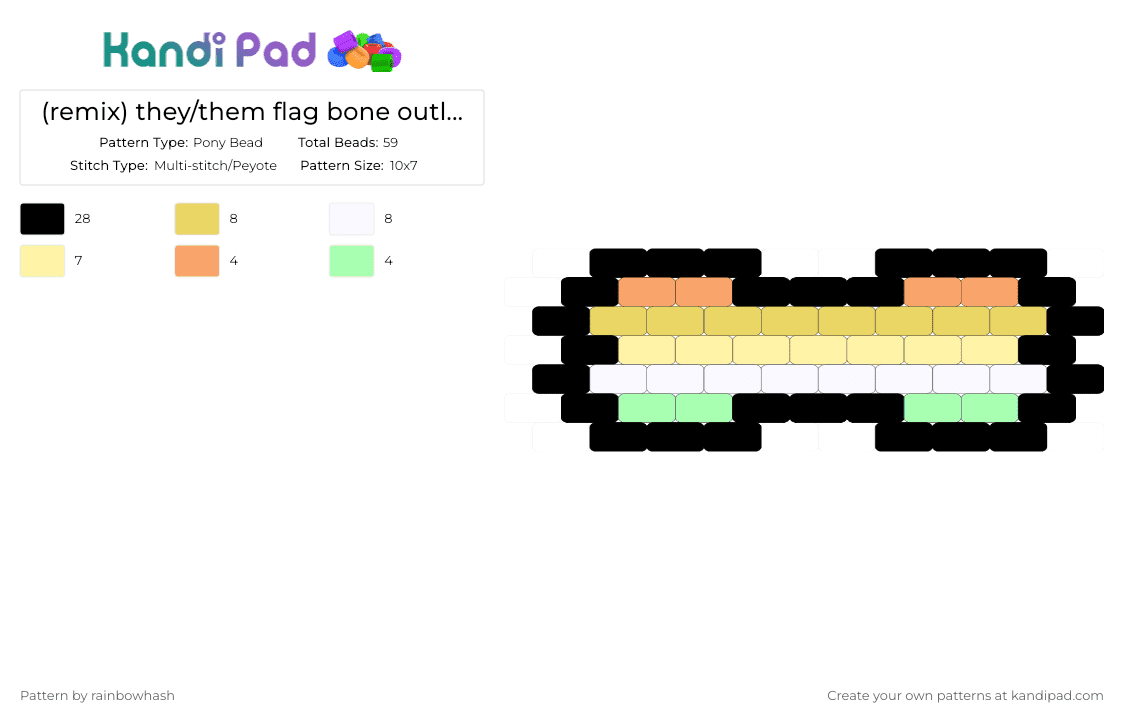 they/them flag bone outline ver - Pony Bead Pattern by mangle on Kandi Pad - lgbt, lgbtq, lgbtqia, pride, pronouns, they them, trans gender, transgender, yellow