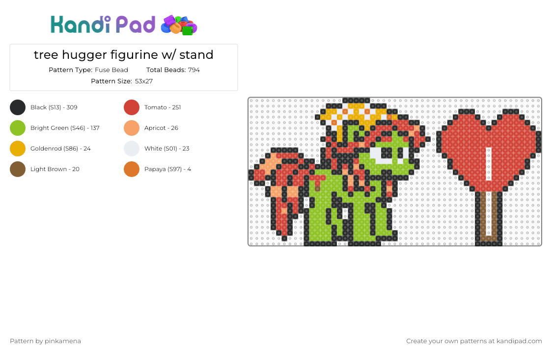 tree hugger standee - Fuse Bead Pattern by rainbowhash on Kandi Pad - 3d, animal, animals, cartoon, figure, figurine, green, mlp, my little pony, red
