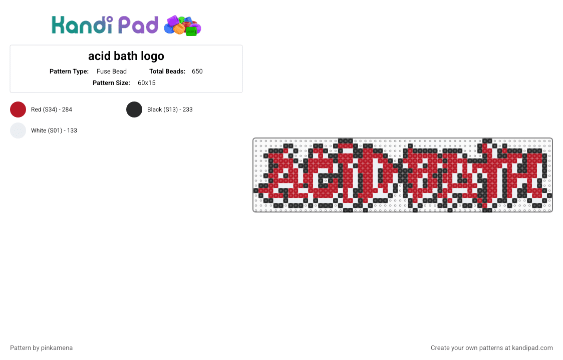 acid bath logo - Fuse Bead Pattern by pinkamena on Kandi Pad - white,red,music,metal
