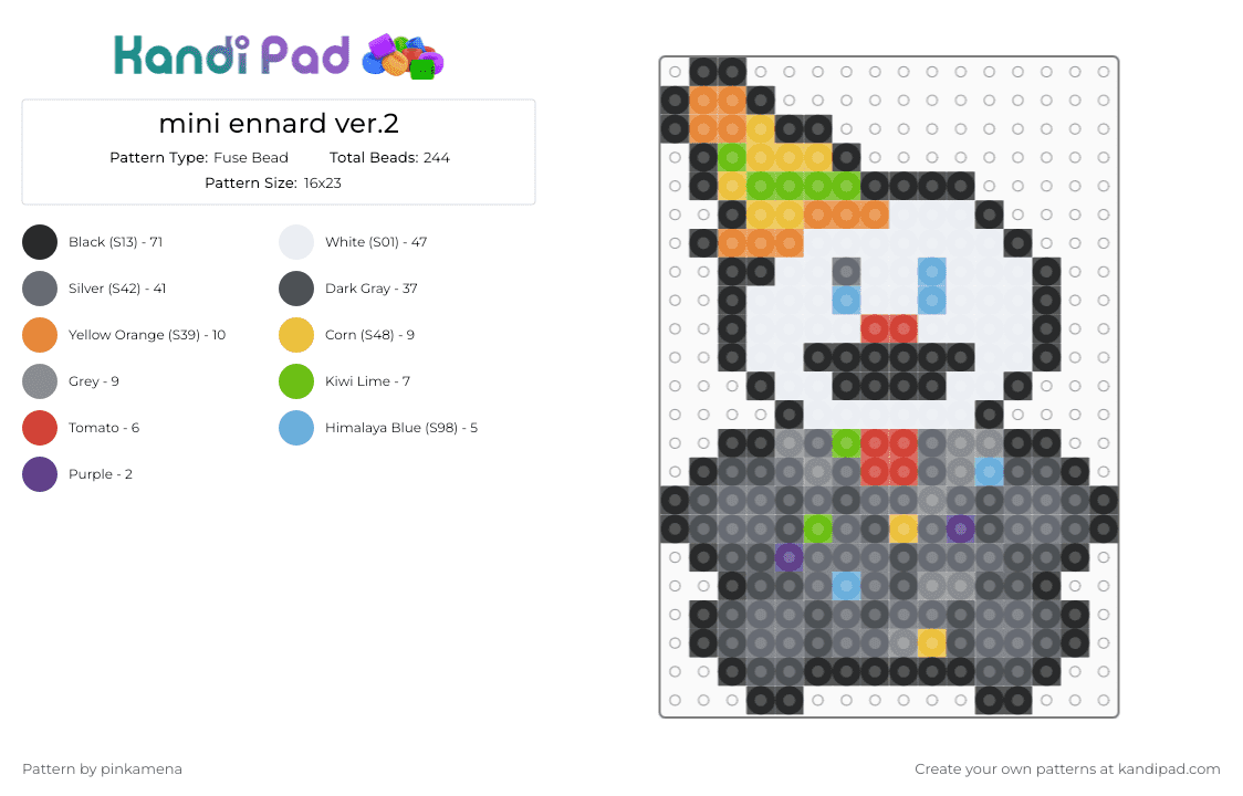 mini ennard ver.2 - Fuse Bead Pattern by pinkamena on Kandi Pad - gray,small,tiny,charm,keychain,fnaf,five nights at freddys,video game,easy
