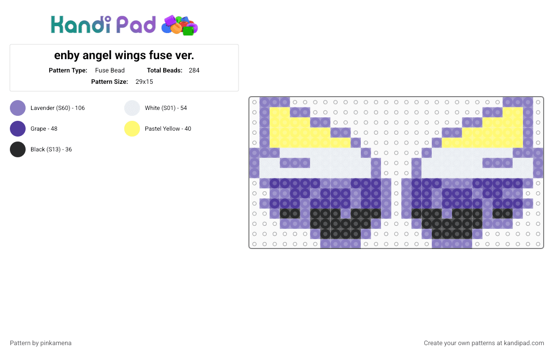 enby angel wings (fuse ver.) - Fuse Bead Pattern by pinkamena on Kandi Pad - pink,accessory,pride,lgbt,lgbtq,lgbtqia,nonbinary,non binary,enbie