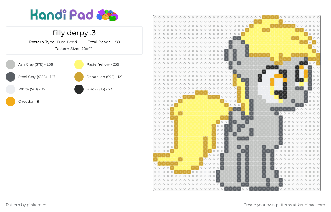 filly derpy :3 - Fuse Bead Pattern by pinkamena on Kandi Pad - yellow,beige,mlp,my little pony,derpy hooves